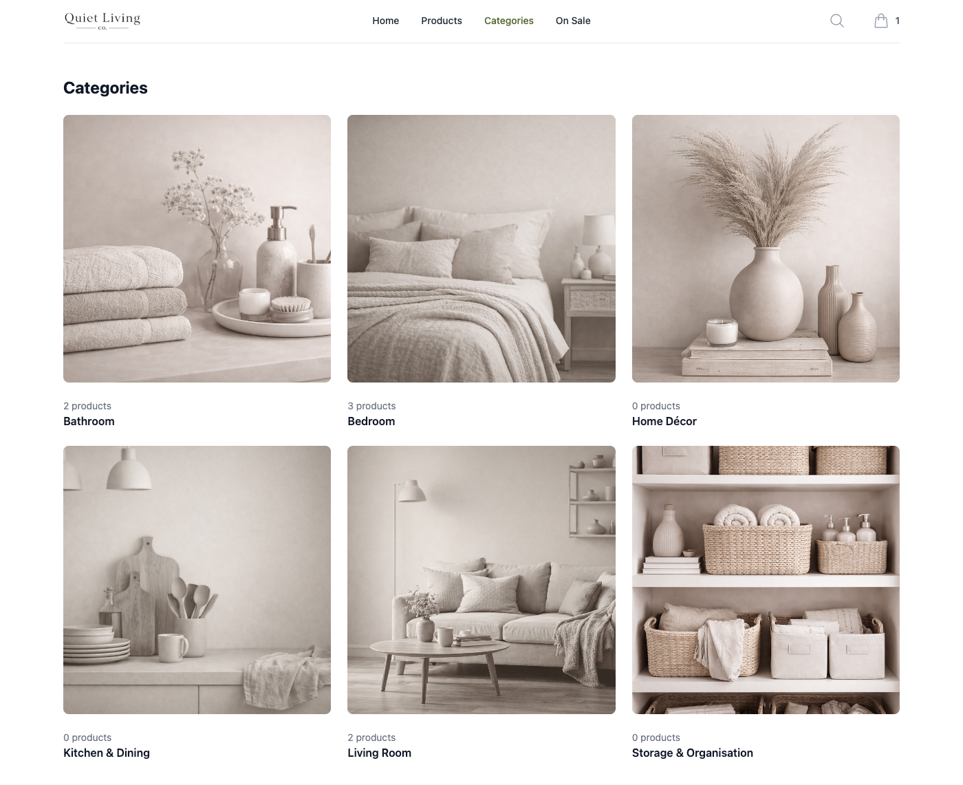 Ganda storefront categories page